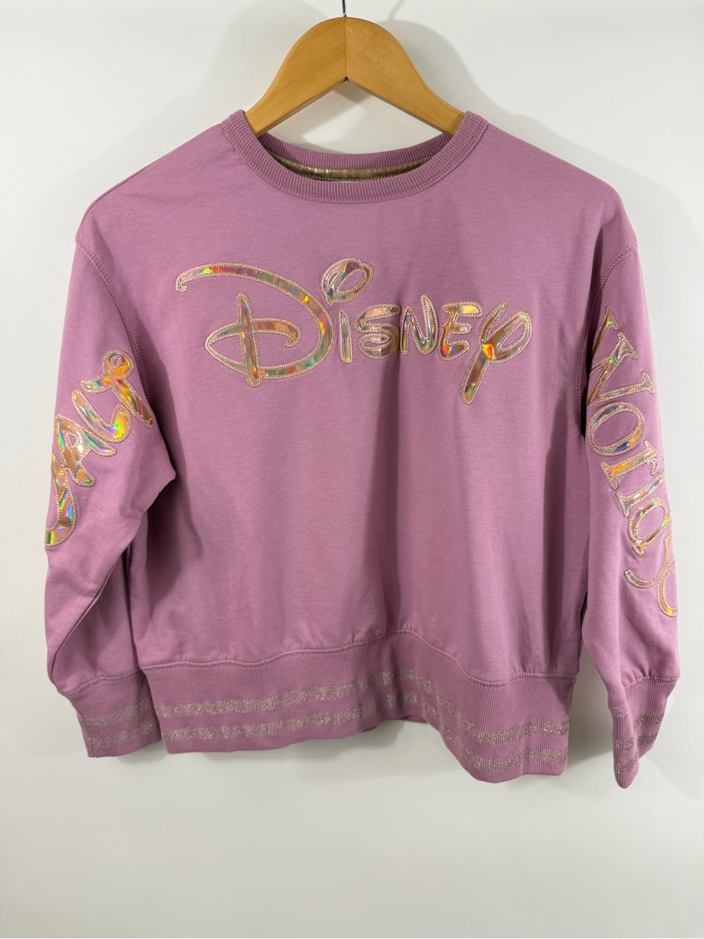 Walt Disney World 50th Anniversary Iridescent Pink Sweatshirt Size S NWT